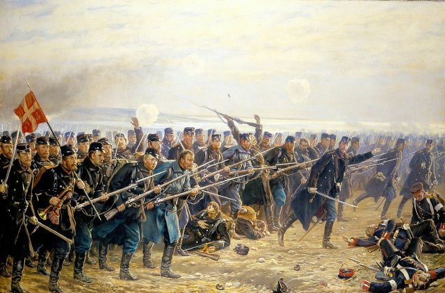 Slag bij Dybbøl, schilderij van Vilhelm Rosenstand 1894